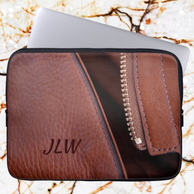 Funda Para Portátil Personalizable elegante de cuero marrón falso sin  (Subido por el creador)