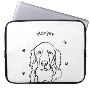 Funda Para Portátil Personalizable Golden Retriever Line Art