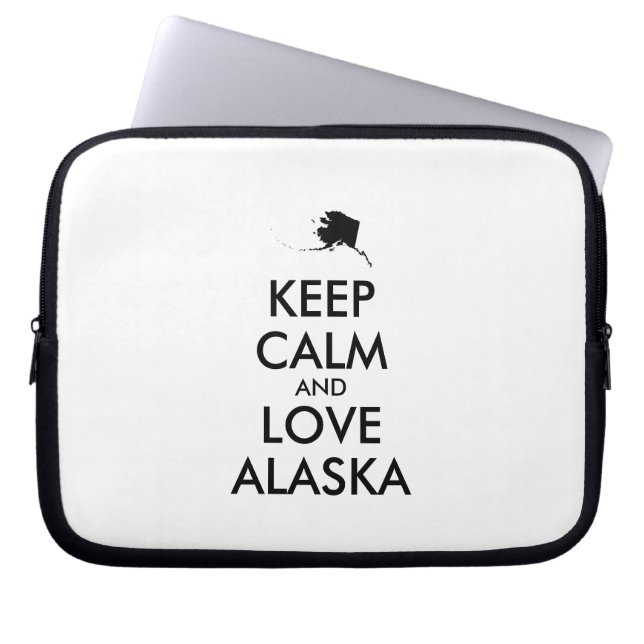 Funda Para Portátil Personalizable MANTENGA LA CALMA Y AME A ALASKA (Frente)