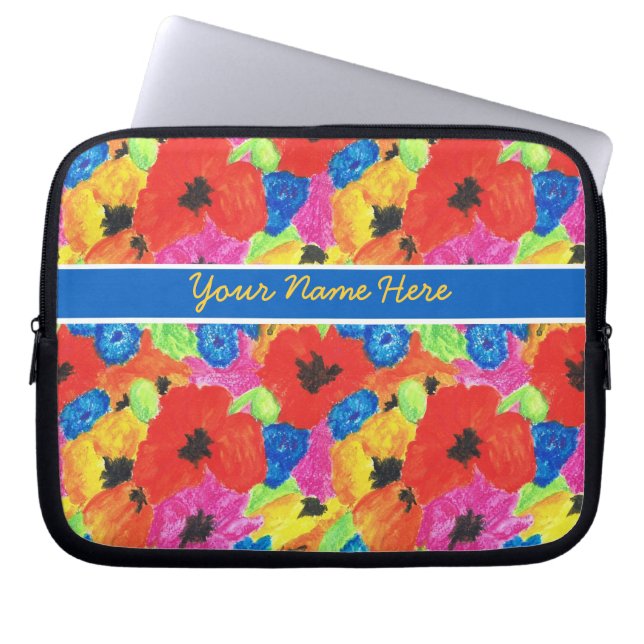 Funda Para Portátil Personalizable Poppies y Cornflowers Portátil Slee (Frente)