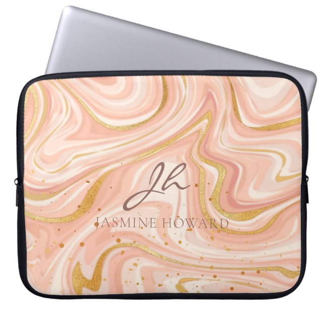 Funda Para Portátil Personalizable Purpurina de oro de marble de paste (Frente)