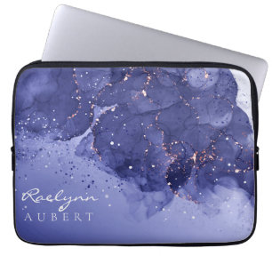 Funda Para Portátil Personalizable Purpurina de tinta de color de agua