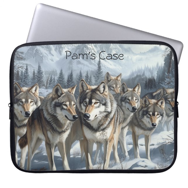 Funda Para Portátil Personalizable Wolf Pack Laptop Sleeve (Frente)