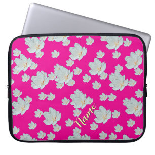 Funda Para Portátil Personalización De Flores En Rosa Caliente