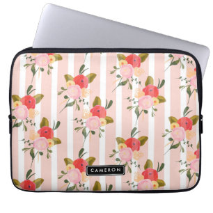 Funda Para Portátil Personalización de tiras y peones rosados de Rubor