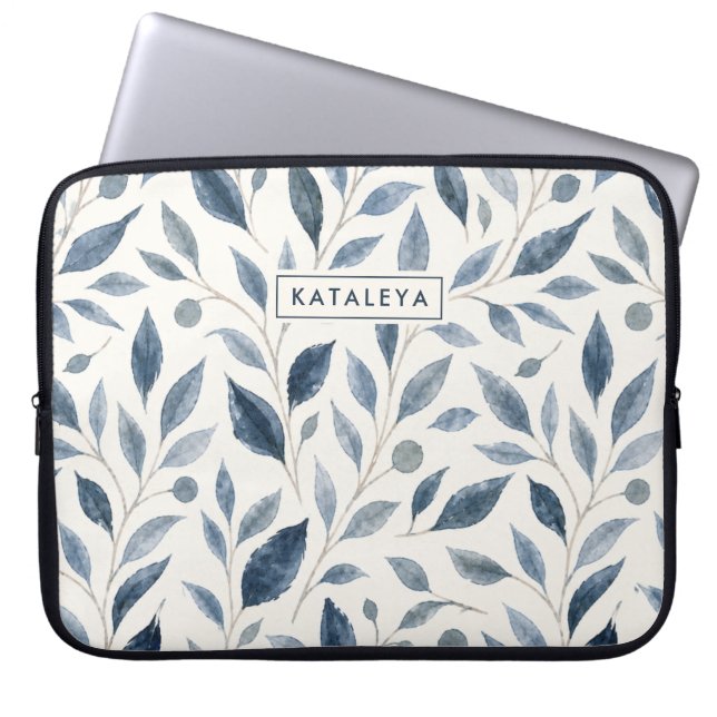 Funda para portátil personalizada elegante hoja az (Frente)