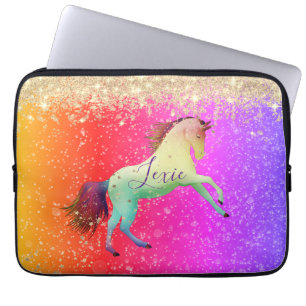 Funda Para Portátil Personalizada la unicornio arcoiris Purpurinoso