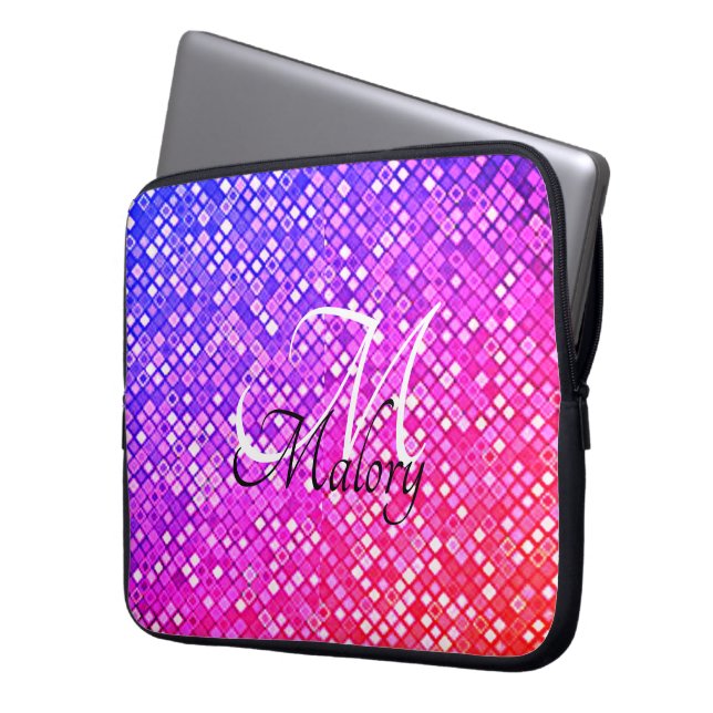 Funda para portátil personalizada Monogram Sparkle (Anverso izquierdo)