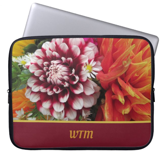 Funda Para Portátil Personalizado audaz Dahlia Laptop Sleeve con Inici (Frente)