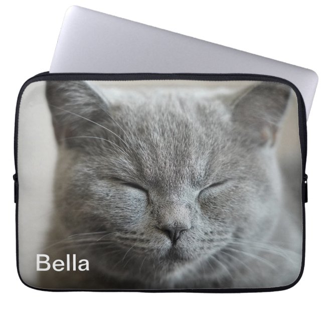 Funda Para Portátil Personalizado Cute Gray Kitty Face Photo (Frente)
