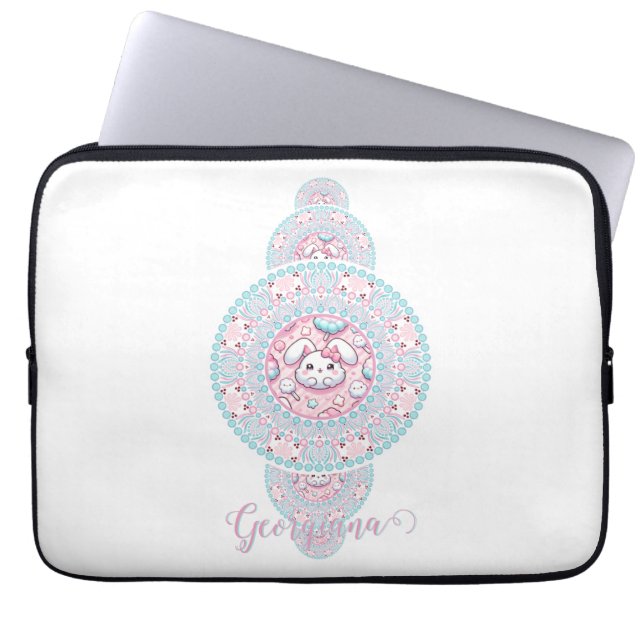 Funda Para Portátil Personalizado Cute Kawaii Bunny Ornamentala Mandal (Frente)