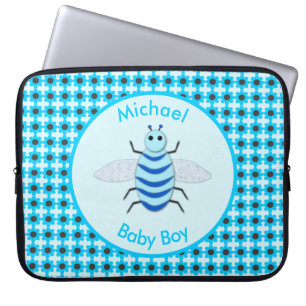 Funda Para Portátil Personalizado de Abeja de Niño Azul