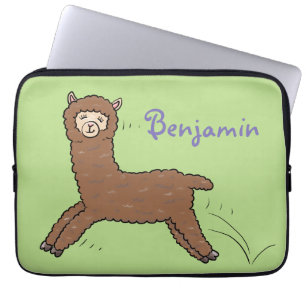 Funda Para Portátil Personalizado de alpaca marrón feliz