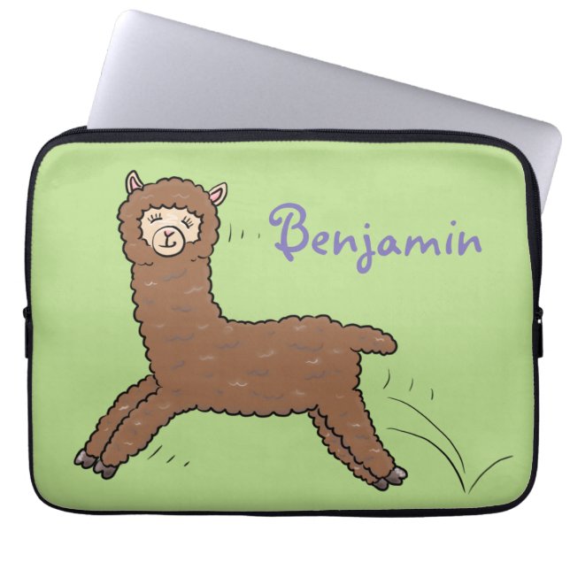 Funda Para Portátil Personalizado de alpaca marrón feliz (Frente)