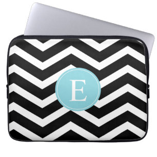Funda Para Portátil Personalizado de Chevron azul blanco negro