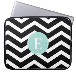 Funda Para Portátil Personalizado de Chevron Turquesa de Mint Blanco N