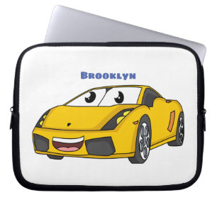 Funda Para Portátil Personalizado de coche deportivo amarillo alegre
