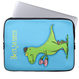 Funda Para Portátil Personalizado de dinosaurios de color verde gracio
