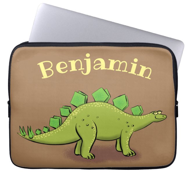 Funda Para Portátil Personalizado de dinosaurios estegosaurios verdes  (Frente)