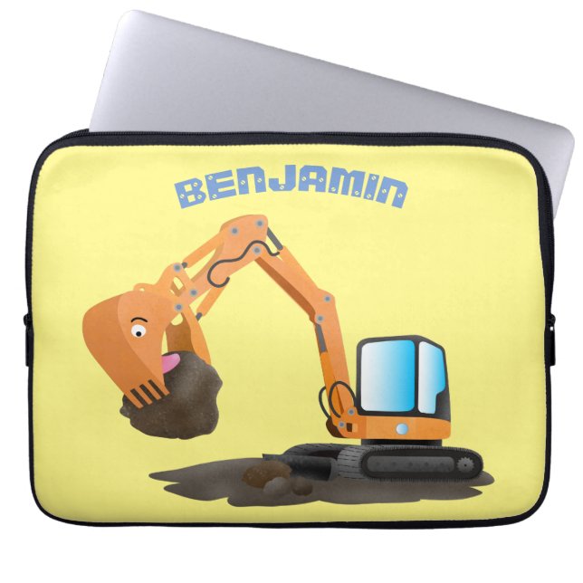 Funda Para Portátil Personalizado de excavadora de naranja cúpula (Frente)