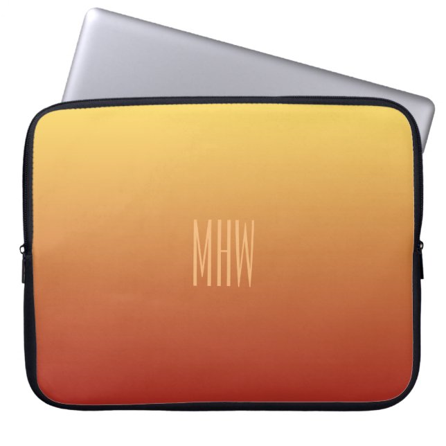 Funda Para Portátil Personalizado de gradiente rojo amarillo monocromo (Frente)