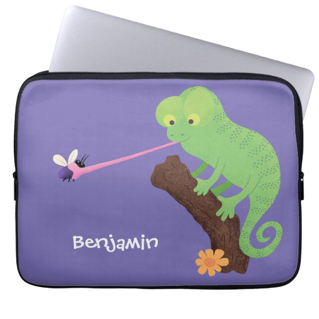 Funda Para Portátil Personalizado de lagarto de camaleón verde lindo (Frente)