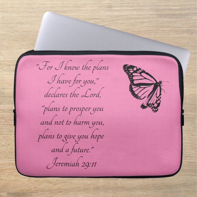 Funda Para Portátil Personalizado de mariposa rosa Biblia Verse Jeremi (Subido por el creador)