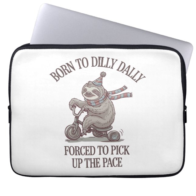 Funda Para Portátil Personalizado de motocicletas Lazy Sloth Retro (Frente)