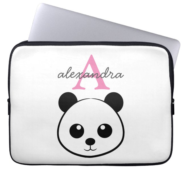 Funda Para Portátil Personalizado de oso panda lindo Monograma (Frente)