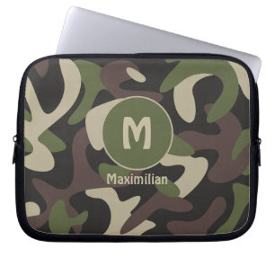 Funda Para Portátil Personalizado de patrón marrón verde de camuflaje 