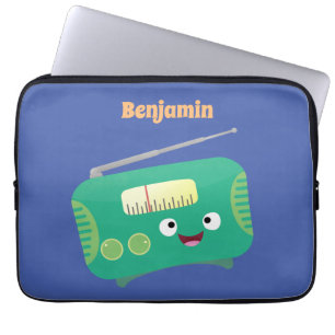 Funda Para Portátil Personalizado de radio retro alegre y gracioso