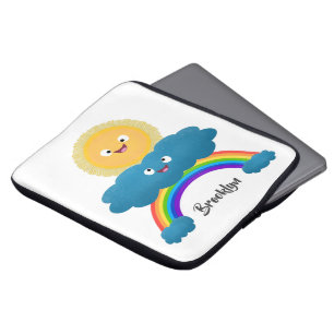 Funda Para Portátil Personalizado del arco iris de la nube de sol feli
