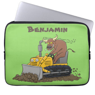 Funda Para Portátil Personalizado del bulldozer cómico que conduce un
