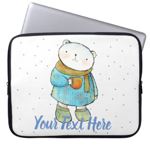Funda Para Portátil Personalizado del oso polar con amor al café