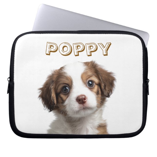 Funda Para Portátil Personalizado Dog Photo & Name Laptop Sleeve (Frente)