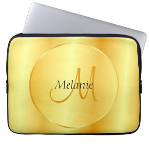 Funda Para Portátil Personalizado Faux Gold Elegant Modern Monograma P