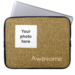 Funda Para Portátil Personalizado foto y purpurina de imitación de oro