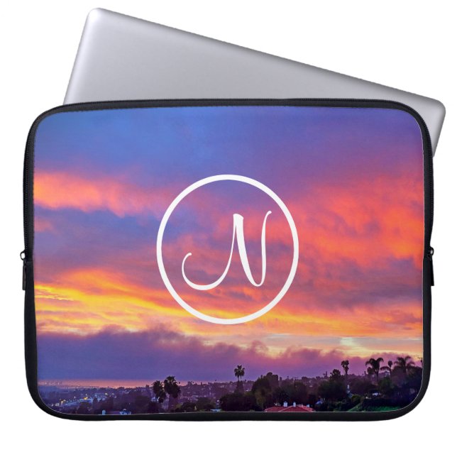 Funda Para Portátil Personalizado fotográfico amarillo rosa azul atard (Frente)