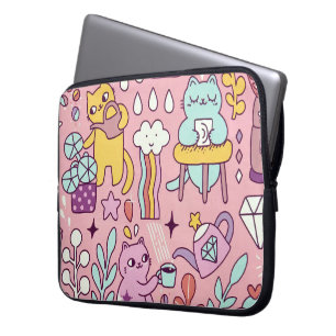 Funda Para Portátil Personalizado Gato Divertido En Rosa