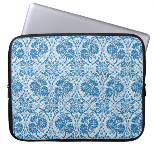 Funda Para Portátil Personalizado Indigo Azul Floral Faux Lace Pattern