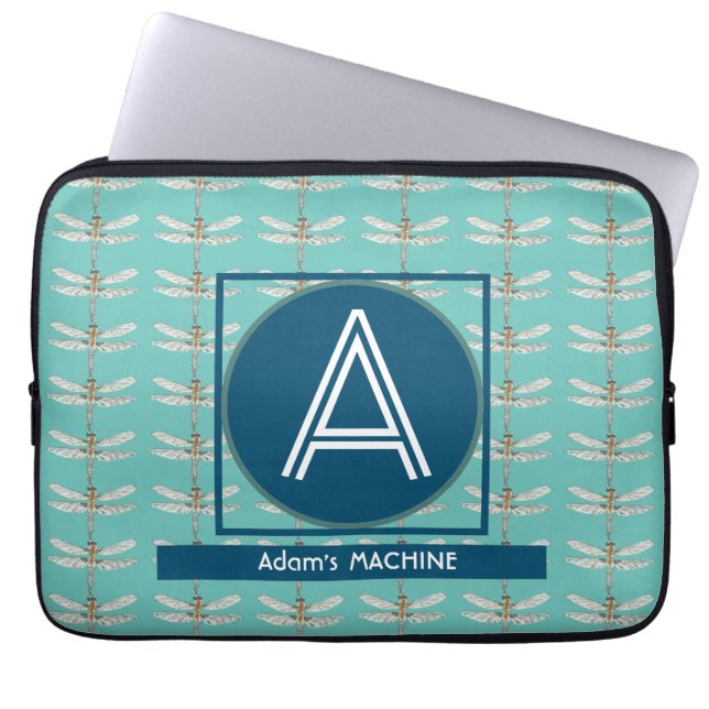 FUNDA PARA PORTÁTIL PERSONALIZADO INITAL TRENDY LIGHT DRAGONFLY VERDE  (Frente)