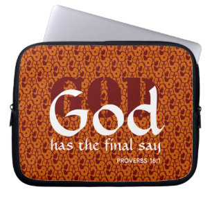 Funda Para Portátil Personalizado Inspirador Escritura DIOS Naranja de