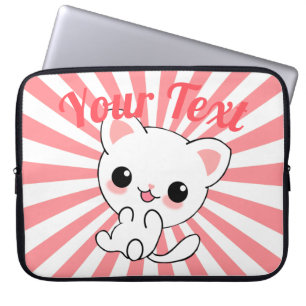 Funda Para Portátil Personalizado Kawaii White Kitten
