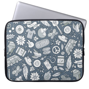 Funda Para Portátil Personalizado manual de doodles hippie sin fisuras