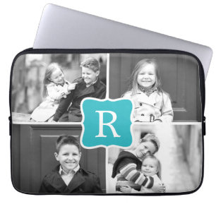 Funda Para Portátil Personalizado Monograma Collage Portátil Sleeve Tu