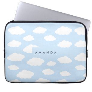 Funda Para Portátil Personalizado Monograma Cute Girly Blue Cloud Rega