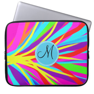 Funda Para Portátil Personalizado Monograma Pincel de color vivo