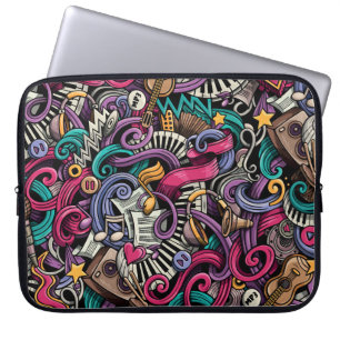 Funda Para Portátil Personalizado Musical: Colorido Doodle Seamless.