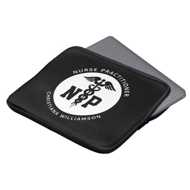 Funda Para Portátil Personalizado Nurse Practicante Graduación Caduceu (Superior anverso)