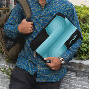 Funda Para Portátil Personalizado Oscuro Verde azulado Azul Aqua Negro